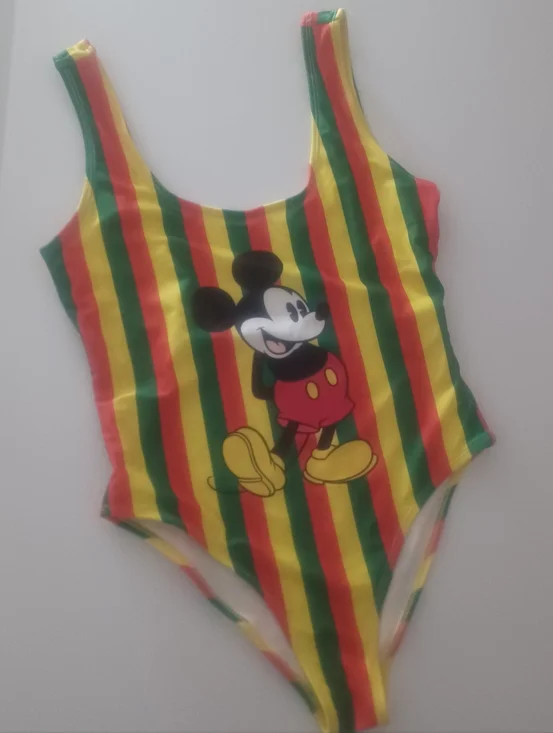 Disney 1pc Swimsuit Mickey Mouse Rasta Reggae Print Sz S - Picture 2 of 5